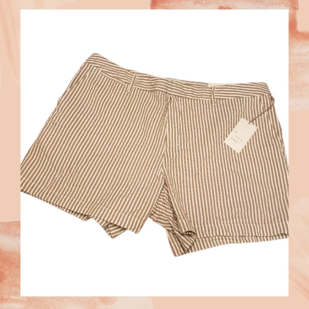 NWT Cream Brown Striped Chino Shorts